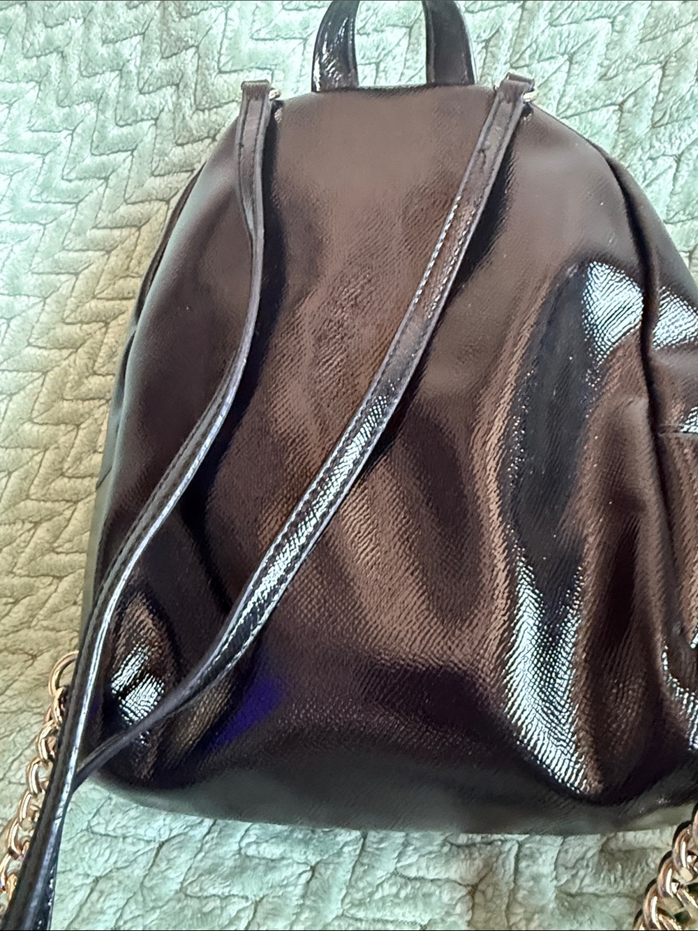 Victoria's Secret Black Mini Backpack with Pink Patch Accents - Picture 5 of 7